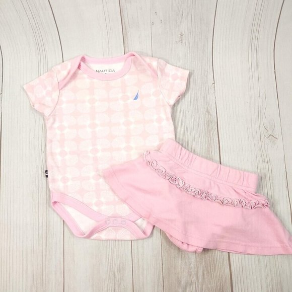 Baby Girl 2 Outfits 1 Pc. Bodysuit and 1 Mini Skirt Matching Set Pink/Blue 3-6M - Picture 8 of 12